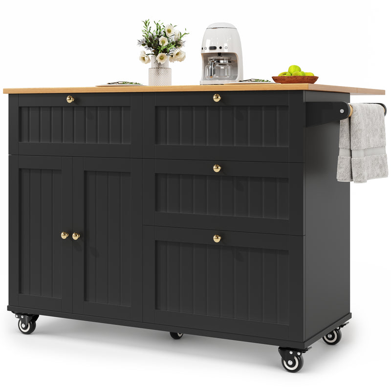 Chariots de cusisine noire extensible scandinaveen MDF avec roulettes TICUILS BLACK