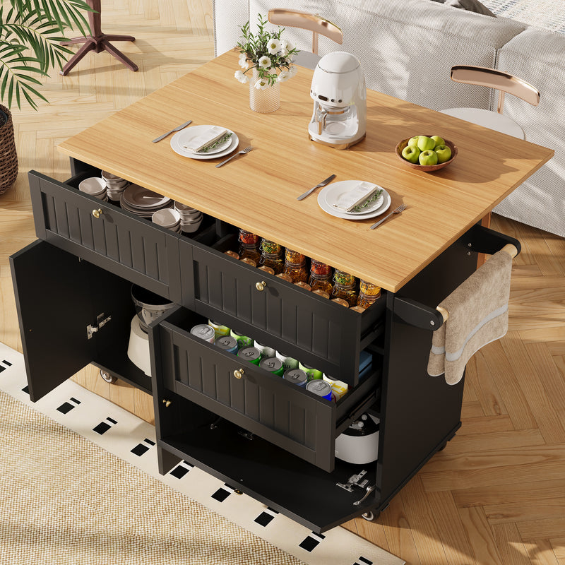 Chariots de cusisine noire extensible scandinaveen MDF avec roulettes TICUILS BLACK