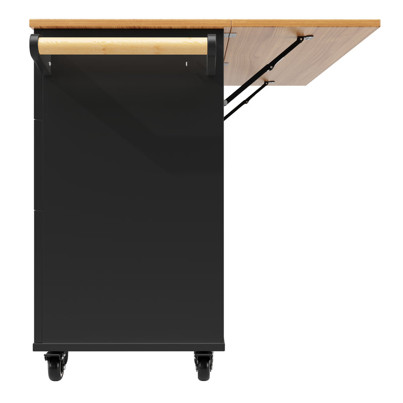 Chariots de cusisine noire extensible scandinaveen MDF avec roulettes TICUILS BLACK