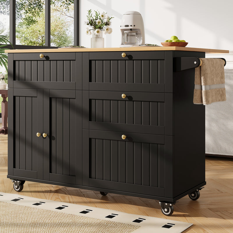 Chariots de cusisine noire extensible scandinaveen MDF avec roulettes TICUILS BLACK