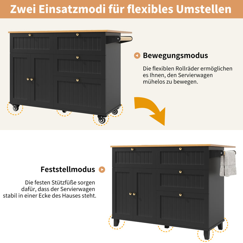 Chariots de cusisine noire extensible scandinaveen MDF avec roulettes TICUILS BLACK