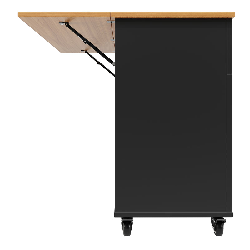 Chariots de cusisine noire extensible scandinaveen MDF avec roulettes TICUILS BLACK