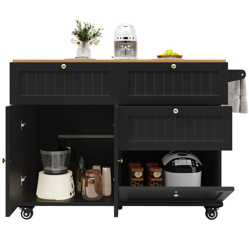 Chariots de cusisine noire extensible scandinaveen MDF avec roulettes TICUILS BLACK
