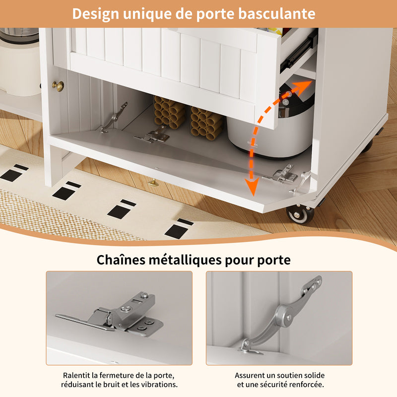 Chariots de cusisine noire extensible scandinaveen MDF avec roulettes TICUILS WHITE
