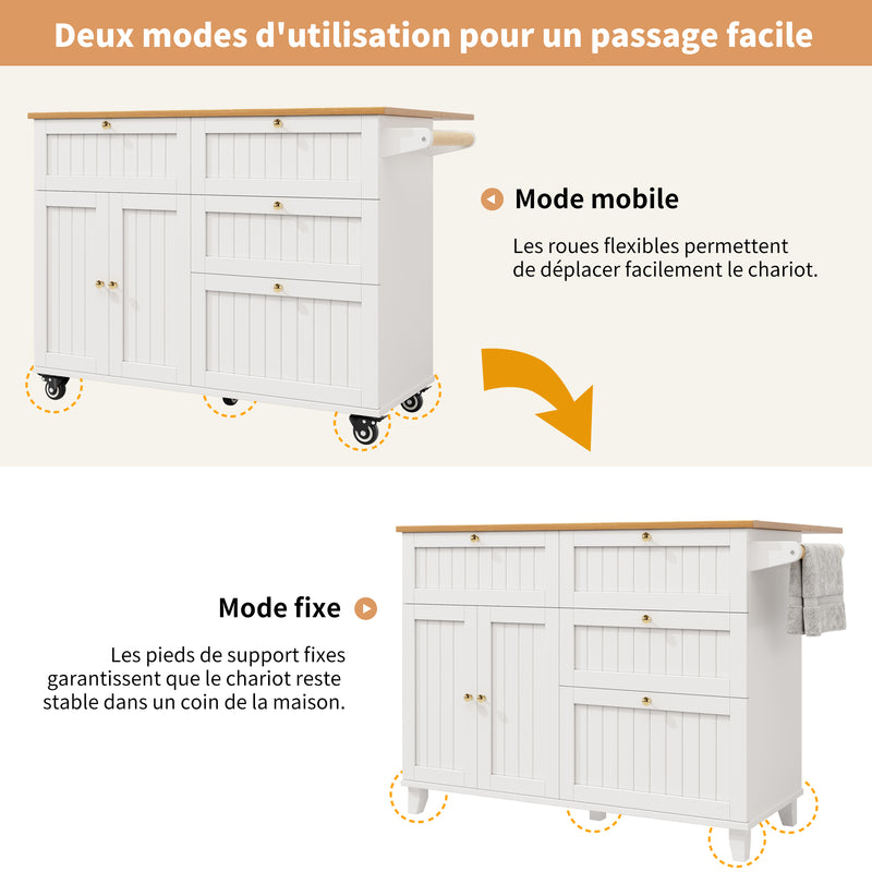 Chariots de cusisine noire extensible scandinaveen MDF avec roulettes TICUILS WHITE