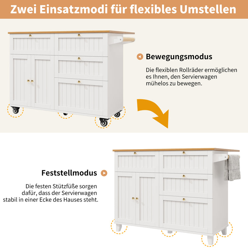 Chariots de cusisine noire extensible scandinaveen MDF avec roulettes TICUILS WHITE