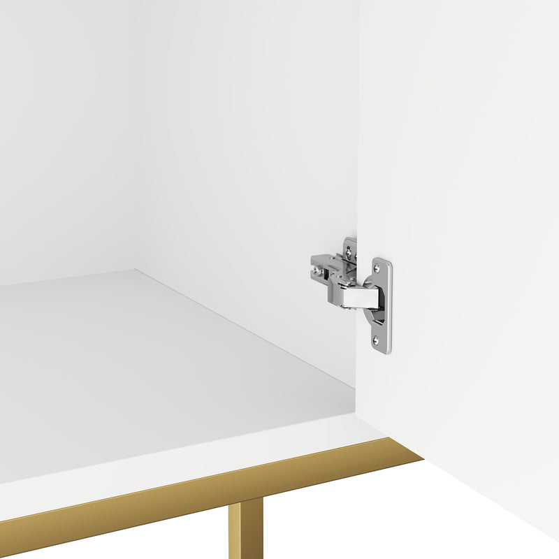 Buffet moderne blanc à motif géométrique, pieds et poignets dorés TOADSTOOL