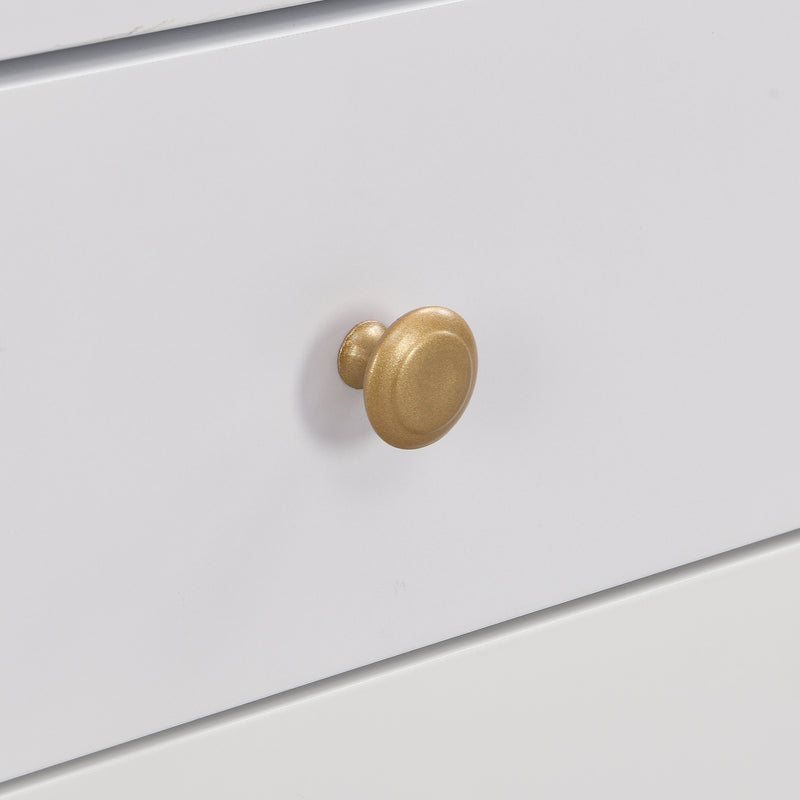 Meuble TV blanc avec 4 tiroirs, 2 portes texturés et accents dorés TREGMAL WHITE