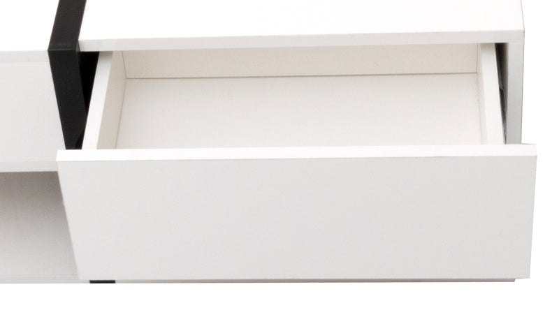 Table basse carrée moderne blanc brillante & noir avec tiroirs UMADS