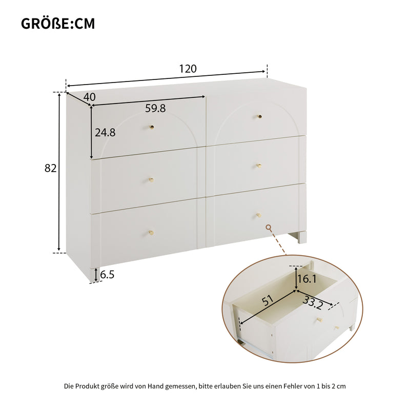 Buffet blanc 6 tiroirs H82/L120/P40 cm URGID