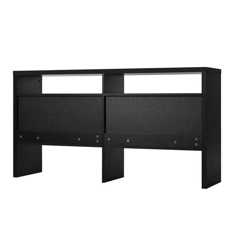 Buffet noir moderne avec 4 portes texturées et 2 niches ouverts VOSTETS