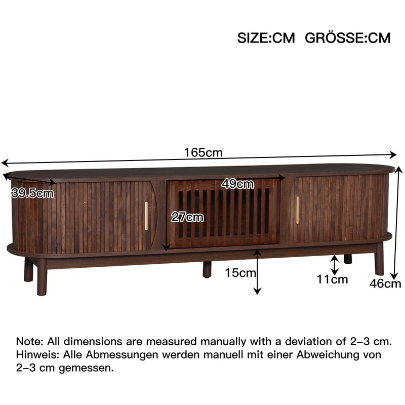 Meuble TV effet bois marron rétro vintage avec portes coulissantes et battantes CEDARWING