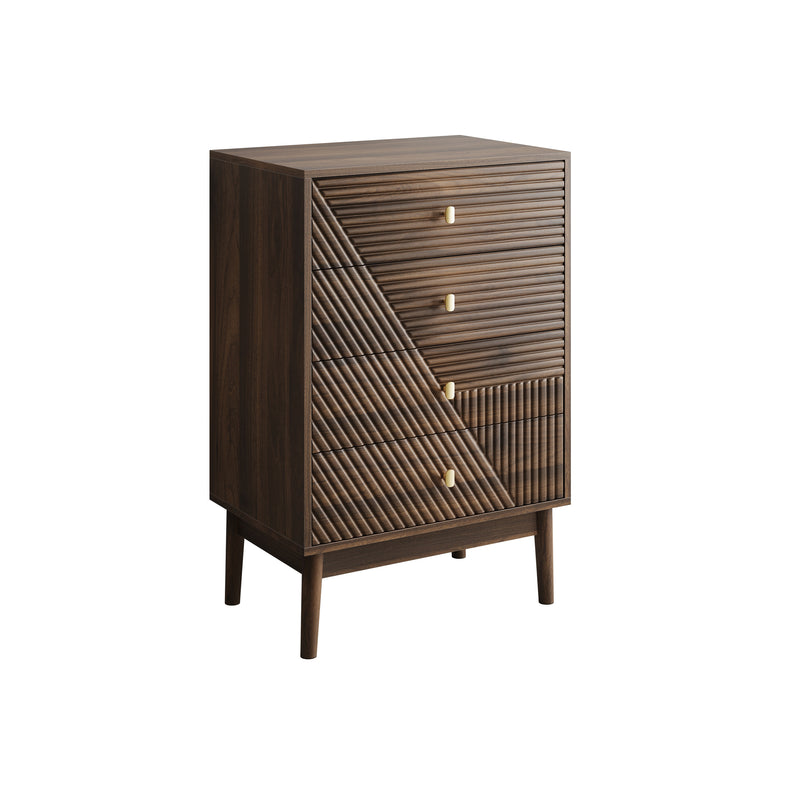 Commode style rétro 4 tiroirs avec design géométrique SUSTAIN