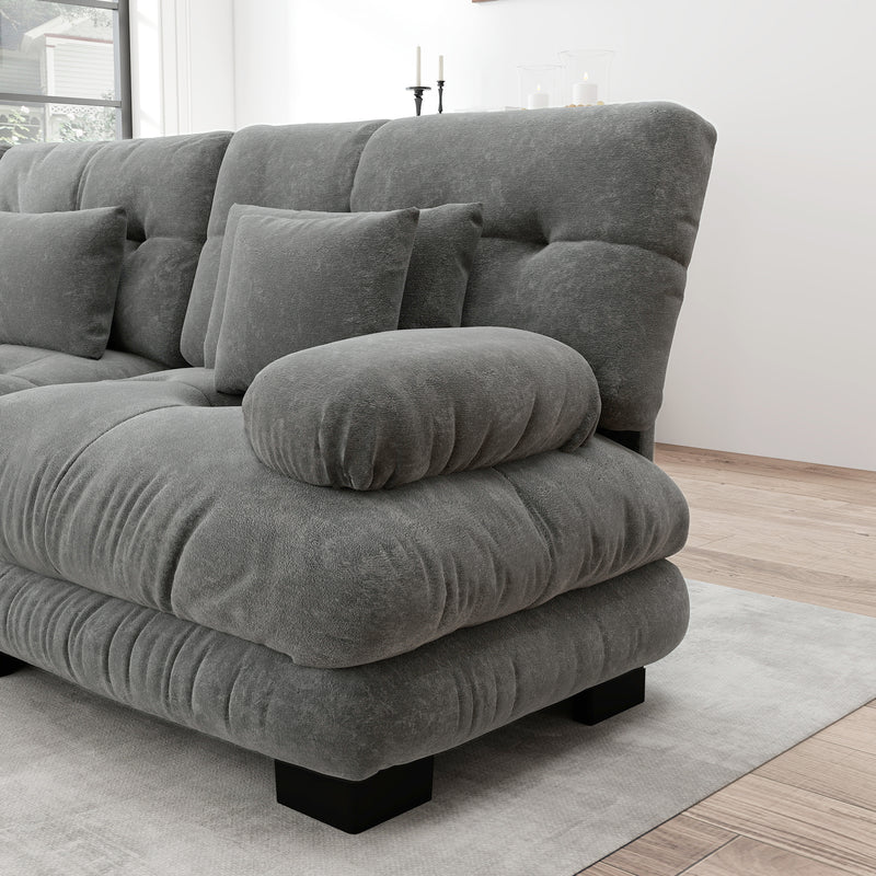 Canapé modulable 3 places en tissu chenille gris HYPHAE