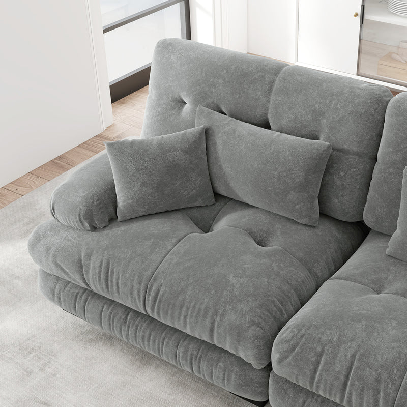 Canapé modulable 3 places en tissu chenille gris HYPHAE