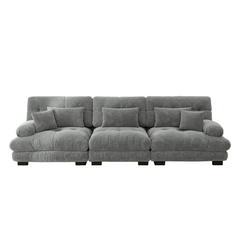 Canapé modulable 3 places en tissu chenille gris HYPHAE