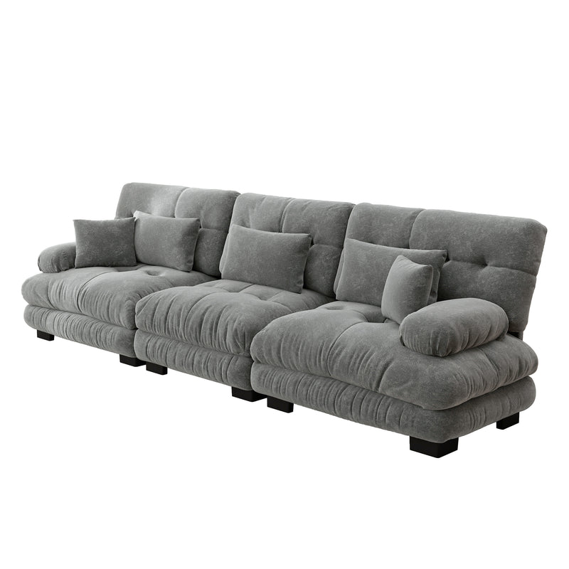 Canapé modulable 3 places en tissu chenille gris HYPHAE