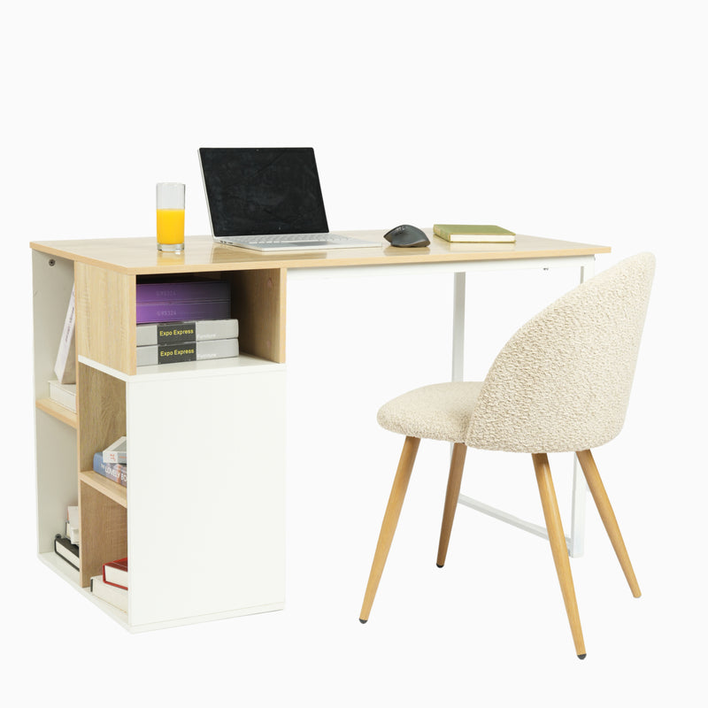 Bureau moderne avec cinq étagères blanc et bois de chêne WEEKS