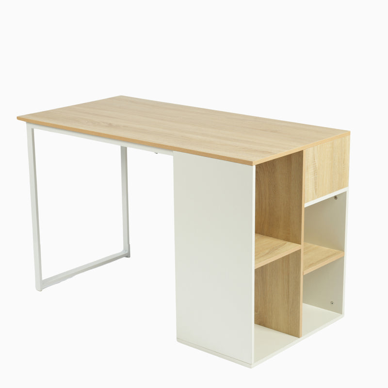 Moderner Schreibtisch mit fünf Regalen in Weiß und Eichenholz WEEKS