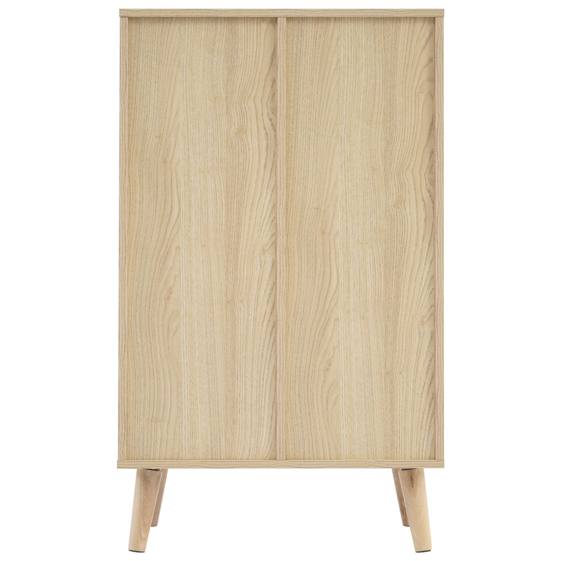Buffet effet chêne avec 2 portes en tissage rotin et 1 tiroir VELDTBLADE