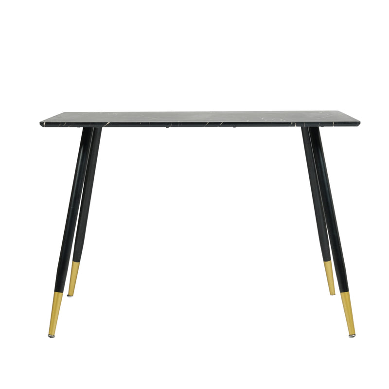 Table de salle à manger rectangulaire effet marbre noir de style scandinave 110x70 WHALEN BLACK MARBLE TABLE BG
