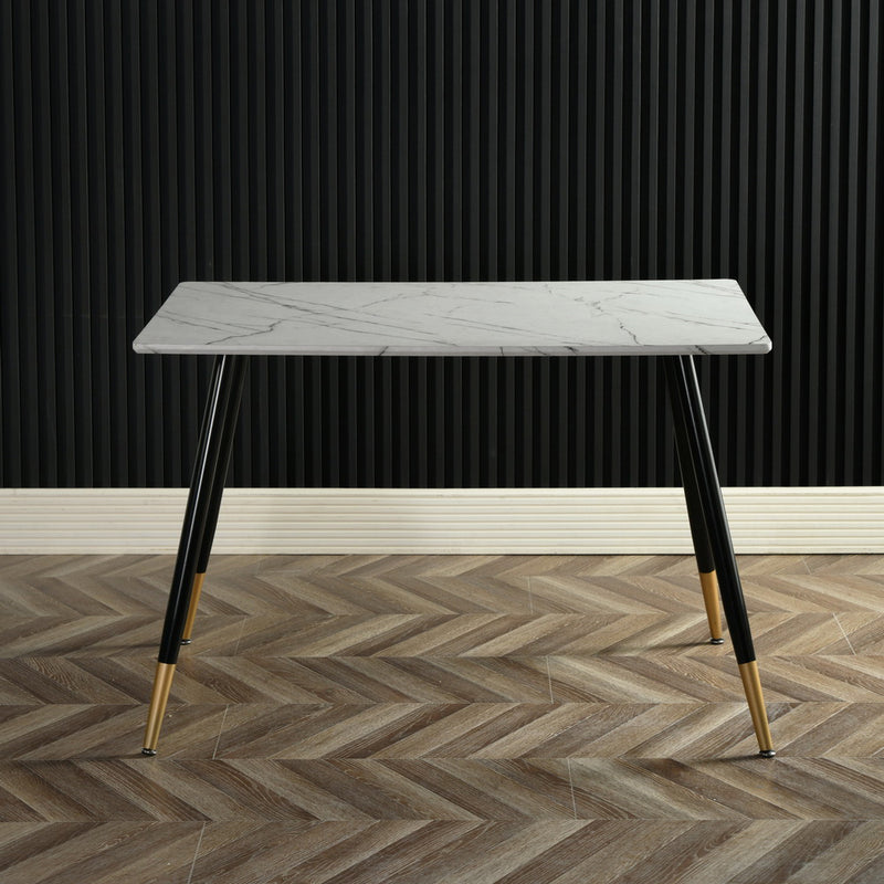 Ensemble table et 4 chaises scandinave effet marbre et velours rose WHALEN MARBLE TABLE BG+ZOMBA ROSE*2