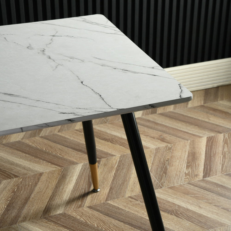 Ensemble table et 4 chaises scandinave effet marbre et velours rose WHALEN MARBLE TABLE BG+ZOMBA ROSE*2