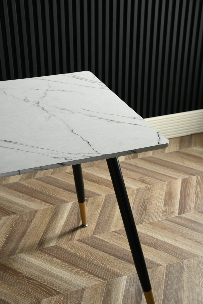 Table de salle à manger texturée en marbre blanc de style scandinave WHALEN MARBLE TABLE