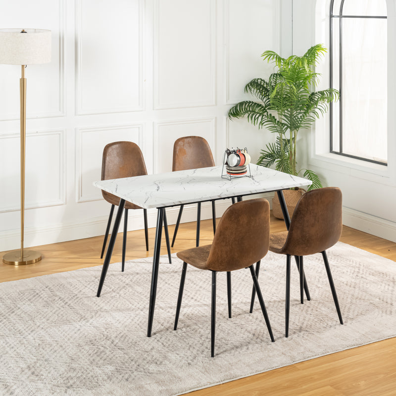 Table de salle à manger rectangulaire effet marbre blanc de style scandinave 120x70cm WHALEN WHITE MARBLE TABLE 120 KD