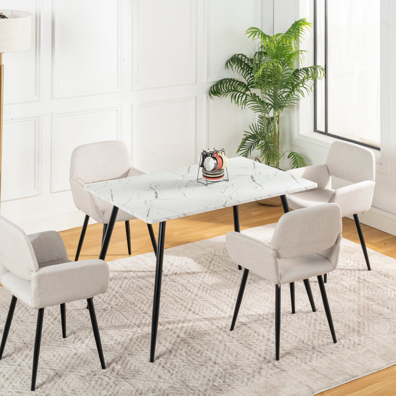 Table de salle à manger rectangulaire effet marbre blanc de style scandinave 120x70cm WHALEN WHITE MARBLE TABLE 120 KD