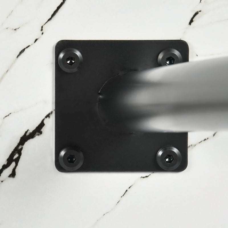 Table de salle à manger rectangulaire effet marbre blanc de style scandinave pieds points dorés 110x70cm WHALEN MARBLE TABLE BG