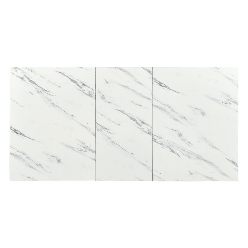 Ensemble table extensible effet marbre blanche 120-160 et 4 chaises pivotantes tissu beige WHALEN WHITE MARBLE STRETCH TABLE BLACK LEG+CALIFORNIA KD BEIGE SWIVEL*2