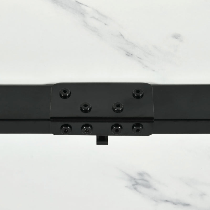 Ensemble table extensible effet marbre blanche 120-160 et 4 chaises pivotantes tissu beige WHALEN WHITE MARBLE STRETCH TABLE BLACK LEG+CALIFORNIA KD BEIGE SWIVEL*2