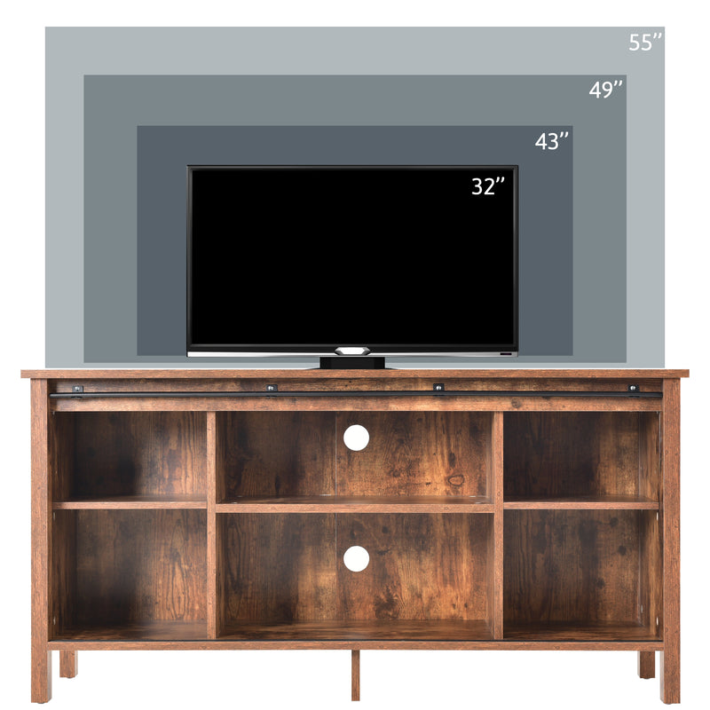 Buffet meuble TV style industriel effet bois marron vintage 2 portes coulissantes XUDRUD