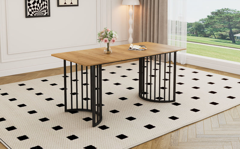 Table de salle à manger design industriel effet bois 140×80cm XUNS