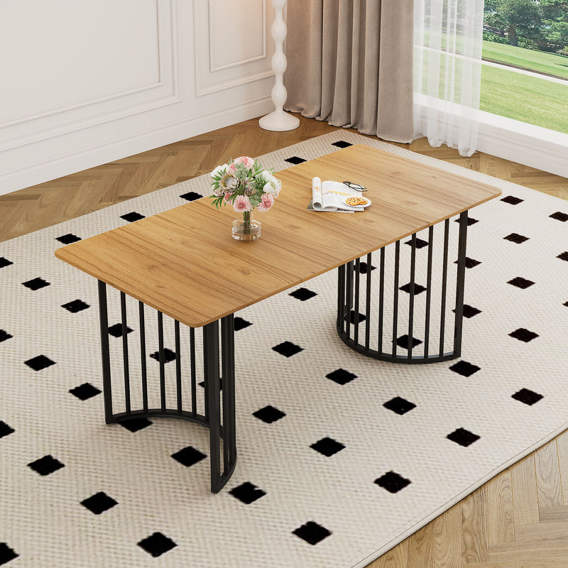 Table de salle à manger design industriel effet bois 140×80cm XUNS
