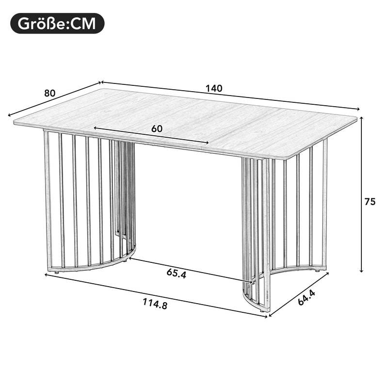 Table de salle à manger design industriel effet bois 140×80cm XUNS