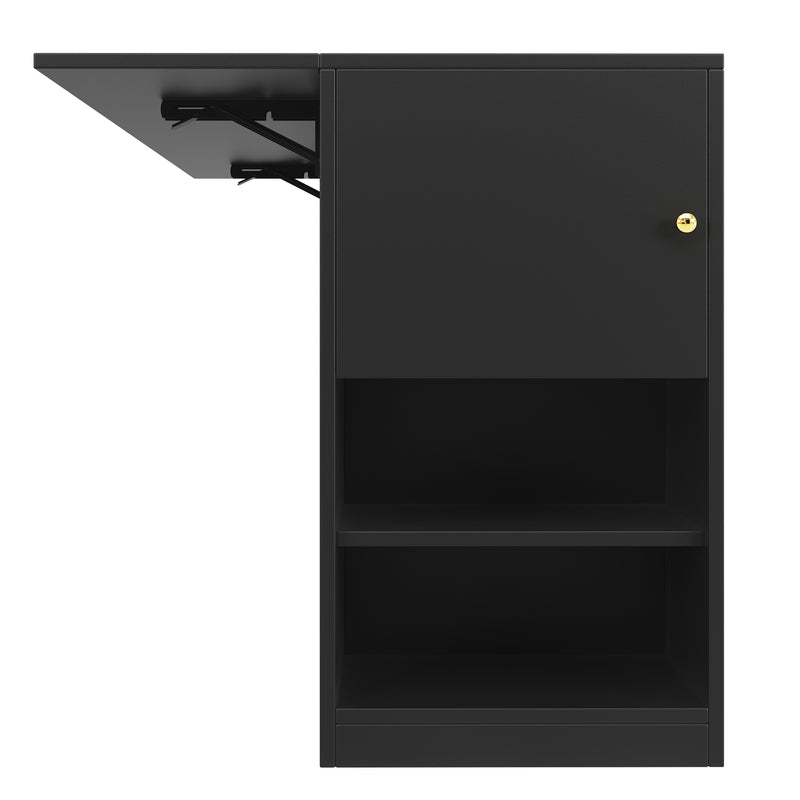 Îlot de cuisine noir motif ondulé extensible avec plateau pliant YICHIEH