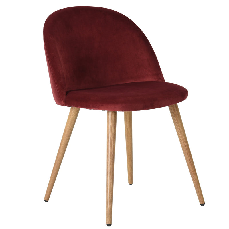 Lot de 2 chaises de salle à manger scandinaves en velours rouge ZOMBA RED VELVET DIAMOND KD METAL