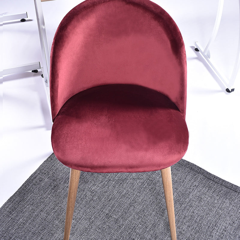 Lot de 2 chaises de salle à manger scandinaves en velours rouge ZOMBA RED VELVET DIAMOND KD METAL
