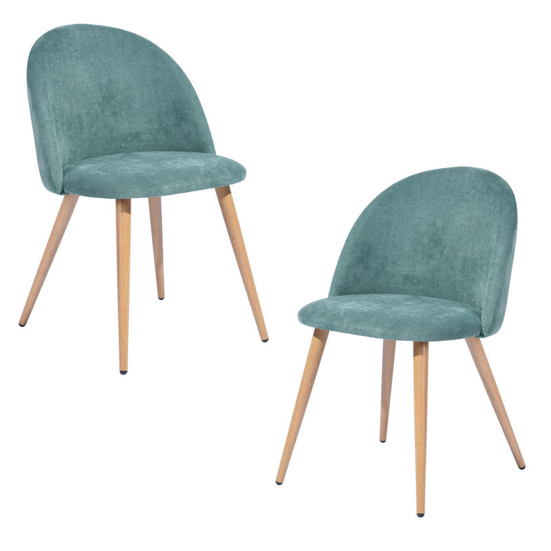 Lot de 2 chaises de salle à manger scandinaves en tissu vert turquois  ZOMBA TERRY FABRIC GREEN UKFR