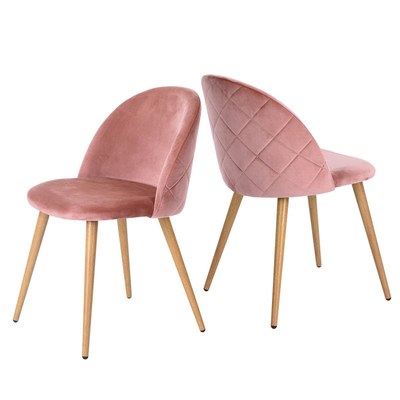 Ensemble table et 4 chaises scandinave effet marbre et velours rose WHALEN MARBLE TABLE BG+ZOMBA ROSE*2