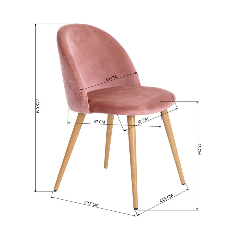 Ensemble table et 4 chaises scandinave effet marbre et velours rose WHALEN MARBLE TABLE BG+ZOMBA ROSE*2