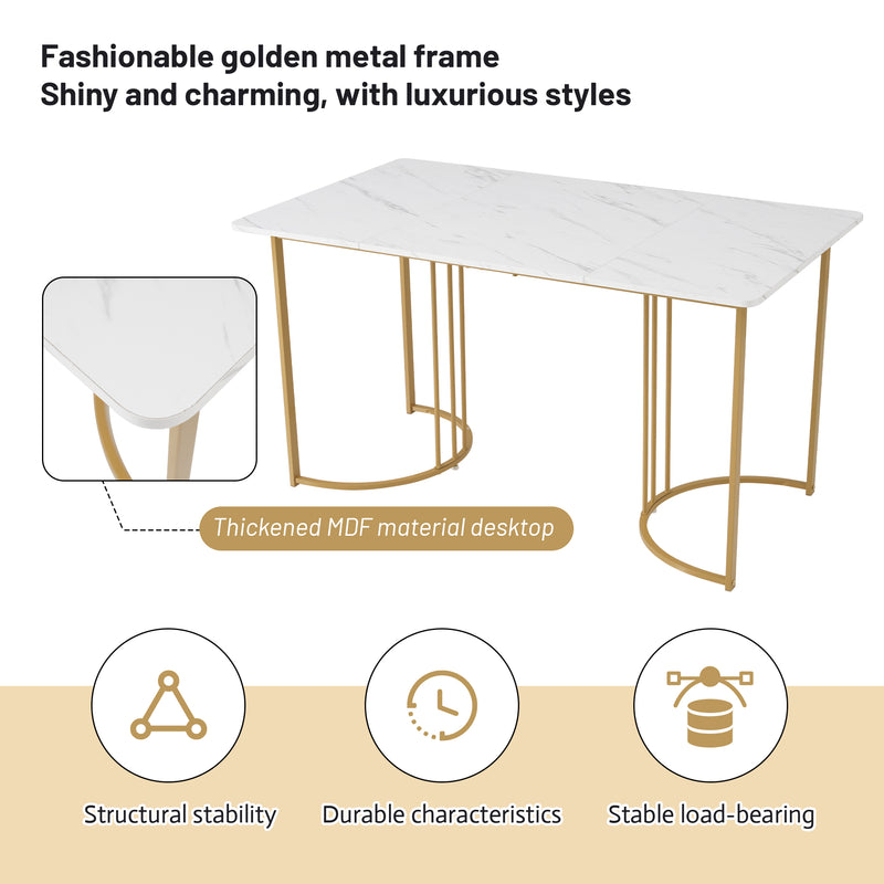Ensemble de salle à manger élégant avec un plateau de table effet marbre blanc et des chaises en faux daim ZUNCAX+CHARLTON SUEDE BROWN