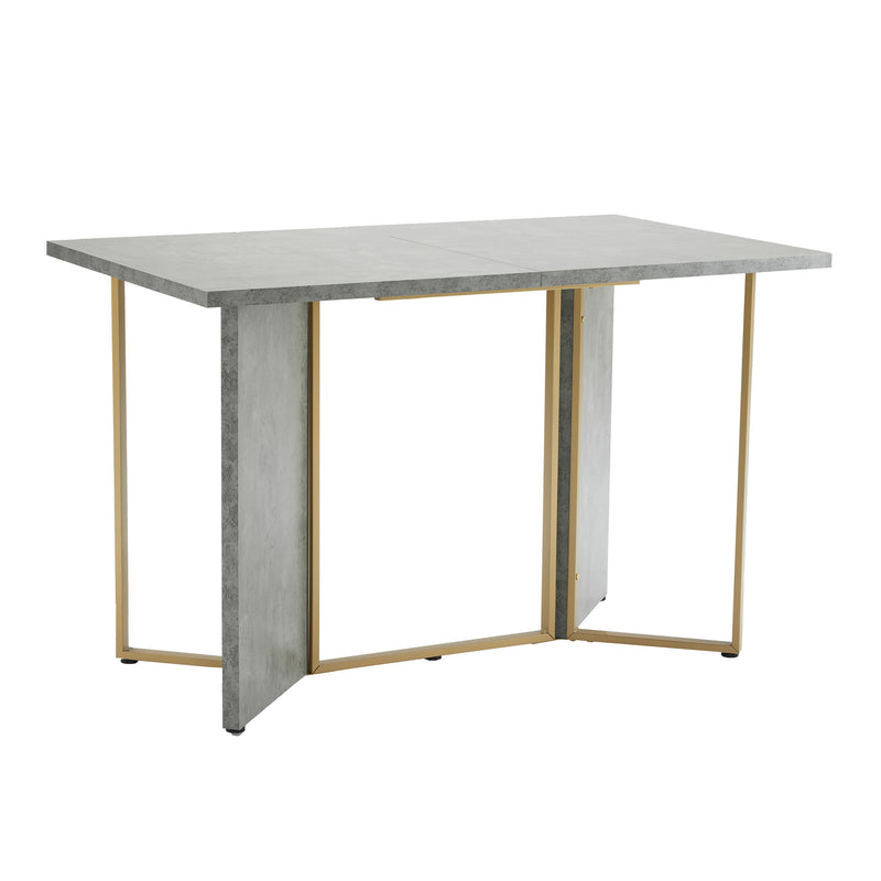 Table de salle à manger élégante effet ciment avec pieds en métal 70*119 cm KAURCON