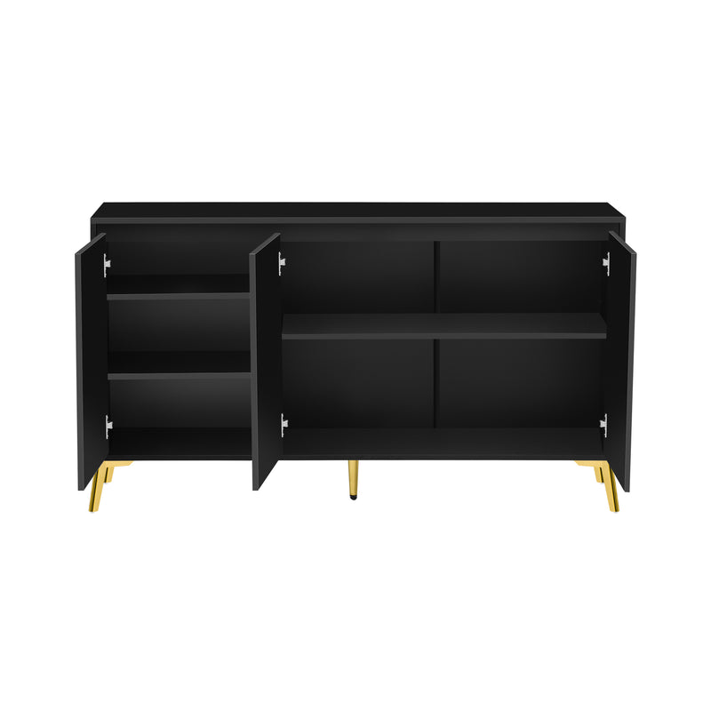 Buffet moderne noir avec motif géométrique accents dorés ENDOCRINE