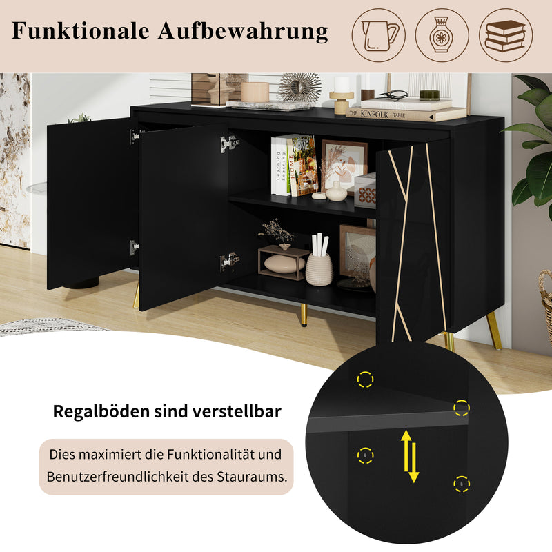 Buffet moderne noir avec motif géométrique accents dorés ENDOCRINE