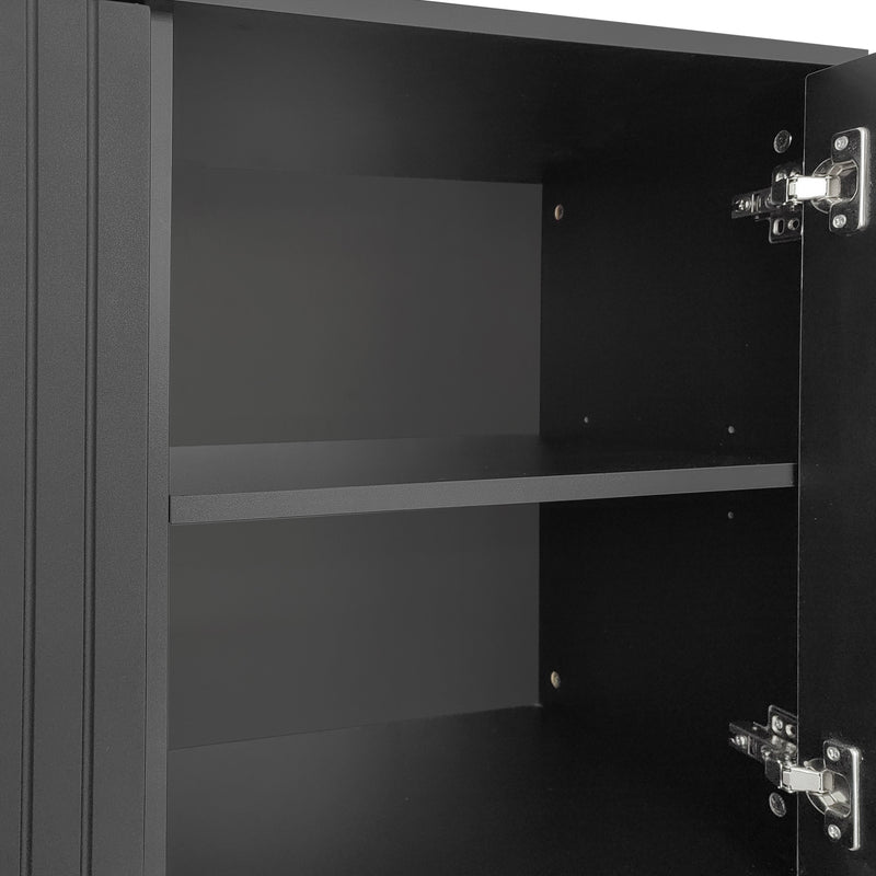 Commode buffet haut avec 3 portes noir mat motif de forme U H81/B138/T40 CRUUGREN BLACK