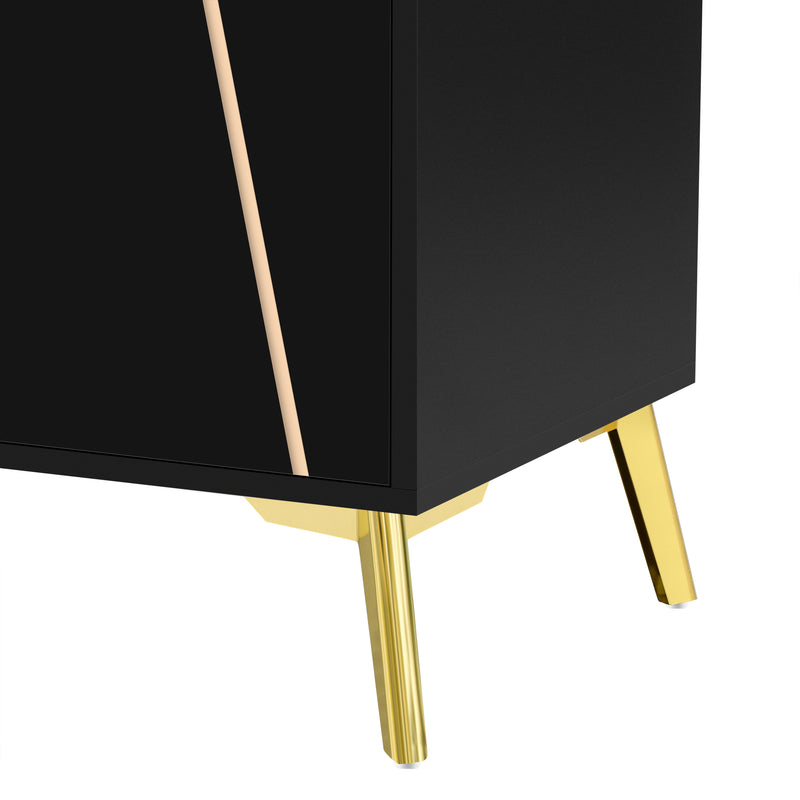Buffet moderne noir avec motif géométrique accents dorés ENDOCRINE