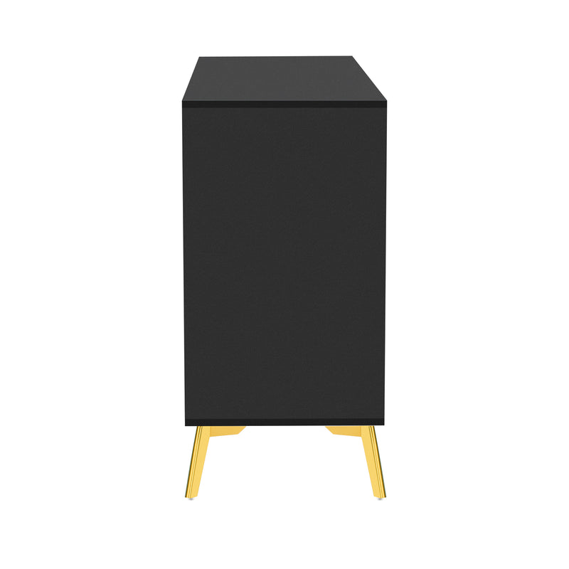 Buffet moderne noir avec motif géométrique accents dorés ENDOCRINE